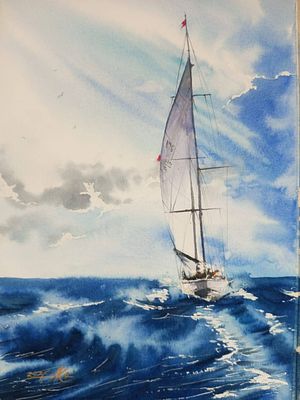 Юрий Казьмин - "Морская симфония", 30х40 см. Бумага, акварель. Член Творческого Союза художников 