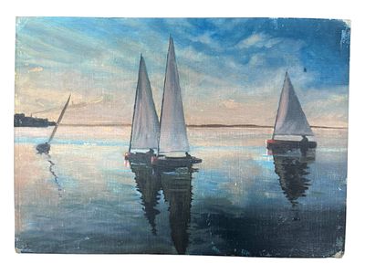 Владимир Ребров - "Корабли", 30х40 см. Картон, масло