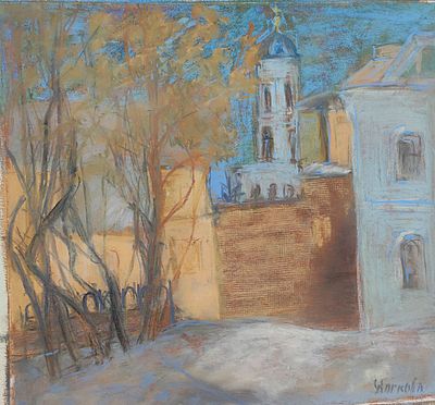 Маргарита Жаркова - Мартовский денёк на Рогожке. Бумага, сухая пастель. 30х40 см. Маргарита 