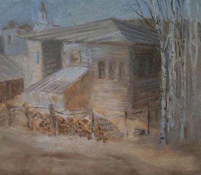 Маргарита Жаркова - "Посёлок Кын. Урал" масло на картоне. 30х35. 2024. Маргарита Жаркова член 