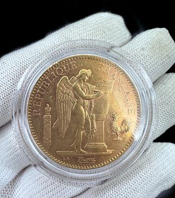 ЗОЛОТО 900 пр, ФРАНЦИЯ, 1904 г! МОНЕТА 100 ФРАНКОВ "ГЕНИЙ"! 32.37 гр!. ЗОЛОТО 900 ПРОБА! ФРАНЦИЯ 
