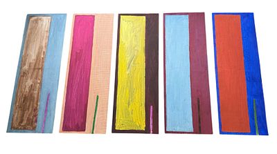 Юрий Раковский - "Препятствие 1-4", 2007, 57х20 см. Бумага, гуашь. ЧЕТЫРЕ РИСУНКА. Юрий 