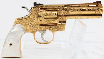 Colt Python .357 Magnum Double Action Revolver, S/N E48654, Fully Engraved & Signed BAS. Colt 