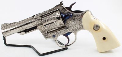 Colt Border Patrol .357 Magnum Double Action Revolver, S/N 12928J, Engraved Stainless Steel. Col 