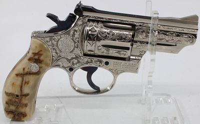 Smith & Wesson Model 19-3 .357 Magnum Double Action Revolver — S/N 6K30957 Nickel Finish with Fire