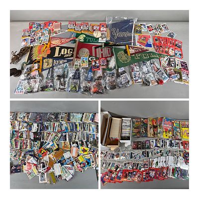 Lot 8354 Vintage Baseball Football Cards Pennants Mini Pennants