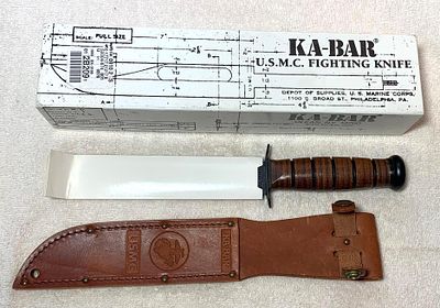 Lot 220 KA Bar USMC Fighting Knife in Box with Sheath #1217 NOS