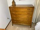 Mid Century Danish Modern Dressers, Nightstand and Lamp. Nightstand is 18" deep, 22" wide, 25" Image - 11