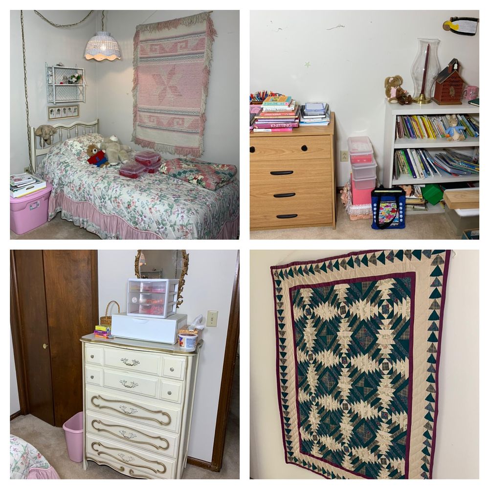 Whole Bedroom Contents Lot: Furniture, Mirror, Books and More. Everything Goes. Single bed 