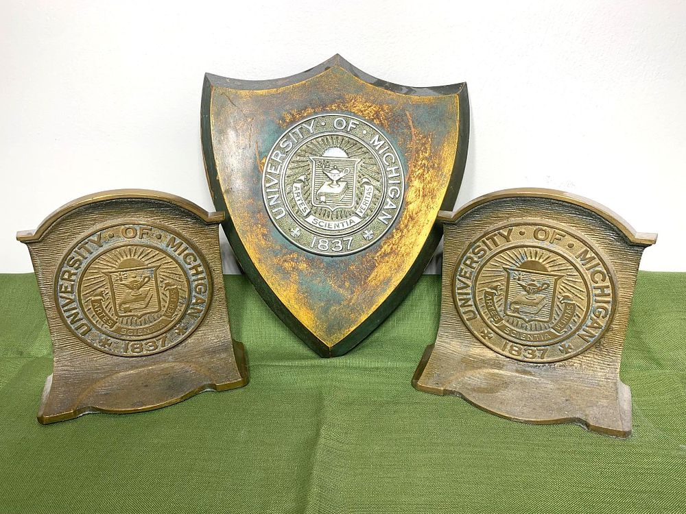 University of Michigan Plaque and Bookends. In-house shipping available. Pickup is Tuesday 