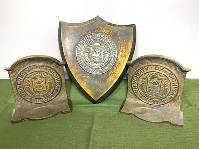 University of Michigan Plaque and Bookends. In-house shipping available. Pickup is Tuesday 