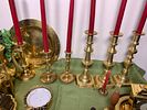 Group Lot of Brass Candlesticks, Clocks, Bookends and More. Fred Farr Revere Coil bookend Image - 12