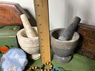Group Lot of Nicer Vintage Items. Mortar and Pestles, Wood Boxes, Ink Well, Rosaries, Knives Image - 7