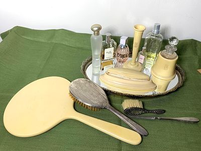 Vintage Art Deco Dresser Set With Mirror Tray and Perfume. In-house shipping available. Pickup 