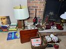 Large Group Lot of Vintage Items. Fireplace Brass Items, Candlesticks, Lamps, Art Prints, China Image - 10