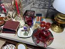 Large Group Lot of Vintage Items. Fireplace Brass Items, Candlesticks, Lamps, Art Prints, China Image - 16
