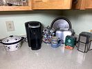 Large Group of Kitchen Contents, Tea Pots, and more Including Cuckoo Clock. Cabinets are full Image - 22