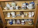 Large Group of Kitchen Contents, Tea Pots, and more Including Cuckoo Clock. Cabinets are full Image - 26