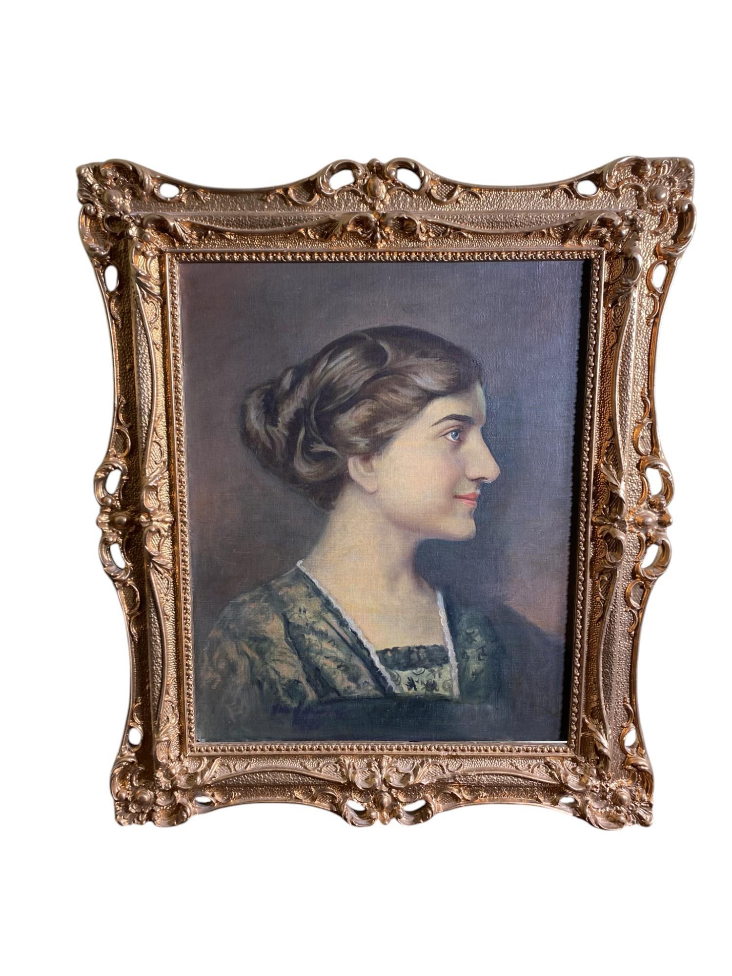 Lot 5193B - Vintage Oil on Canvas Painting Portrait of a Woman in Fancy ...
