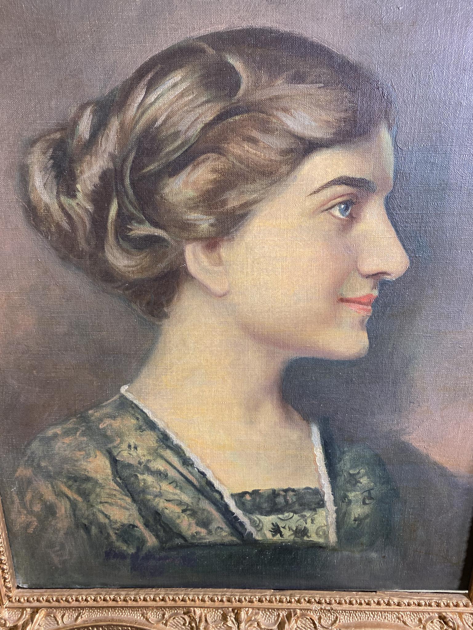 Lot 5193B - Vintage Oil on Canvas Painting Portrait of a Woman in Fancy ...