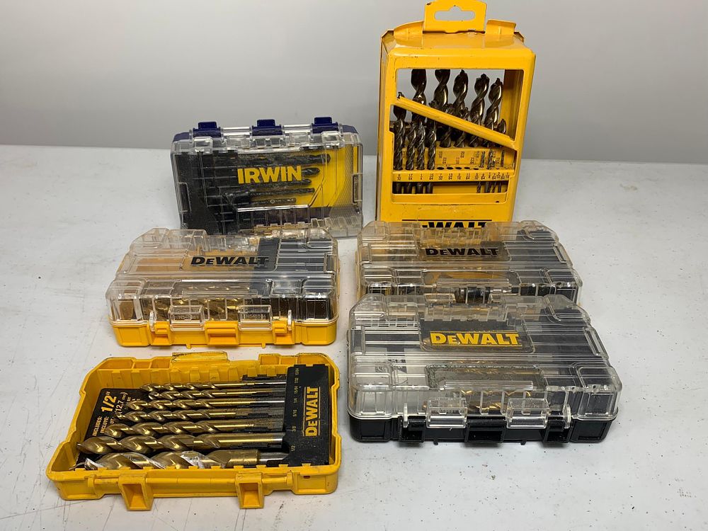 Group Lot of DeWalt and Irwin Drill Bits. Burns in-house shipping is available. Pickup is Friday 