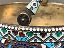 Ornate Russian Multi-Colored Cloisonne Enamel Sugar Bowl w/Swing Handle 84 Silver. This Image - 9