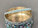 Ornate Russian Multi-Colored Cloisonne Enamel Sugar Bowl w/Swing Handle 84 Silver. This Image - 12