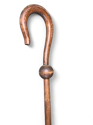 19th c. Odd Fellows Ceremonial Lodge Shepherd's Crook or Staff. 19th c. Great patina. 68" long. 
