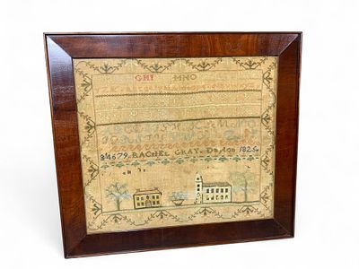 Rare Ohio Sampler Dayton Ohio 1826 Rachel Gray Nice. This is an antique hand-stitched needlework 