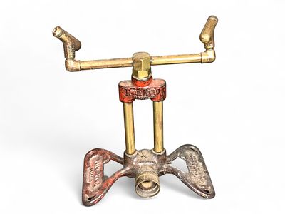 Rain King Model D Vintage Garden Sprinkler - Brass, Cast Iron, Red. This is a vintage Rain King 