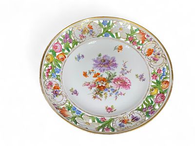 Schierholz Hand-Painted Floral Porcelain Plate - Gilded Rim, Germany. This is a beautiful 