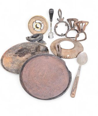 Lot 27458 - Vintage Cast Iron and Metal Lot - Stove Parts, Skillet ...