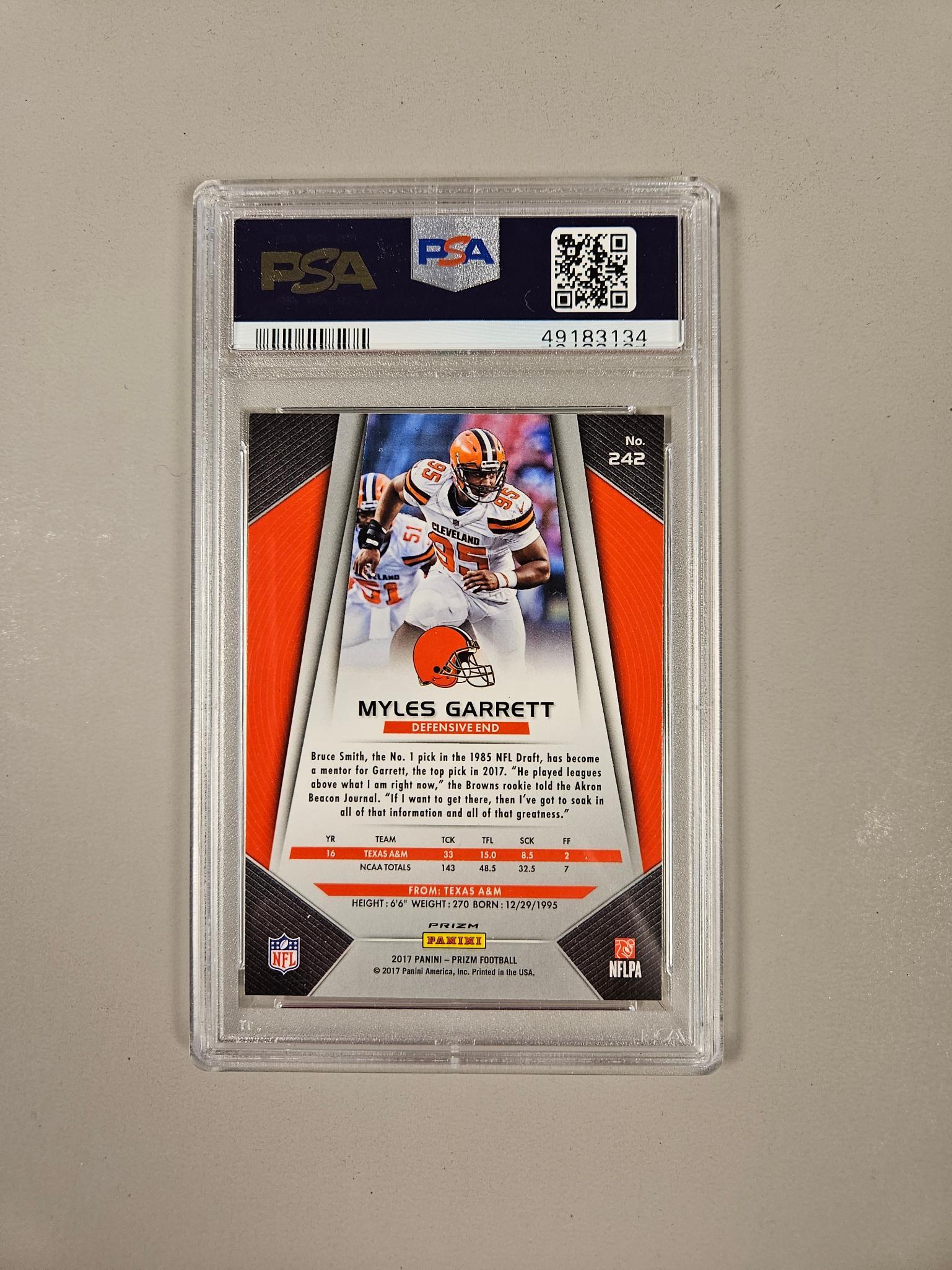 Lot 34743 - 2017 Panini Prizm Myles Garrett Silver Prizm #242 PSA