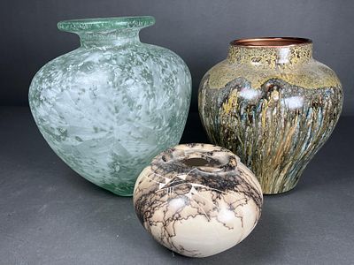 Lot 36217 - Three Contemporary Vases, Including Signed Sezer Ece and S ...