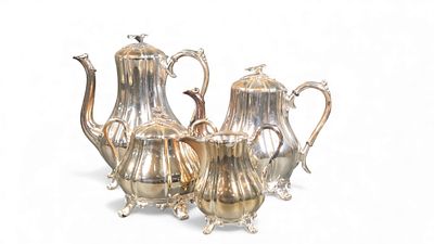 A Four-Piece Victorian-Style Silver Plated Tea and Coffee Service. A four-piece tea and coffee 