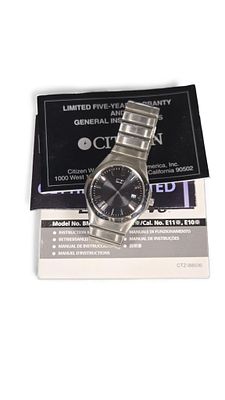 Citizen Eco-Drive BM0090-50E Stainless Steel Quartz Wrist Watch with Documents. A Citizen 