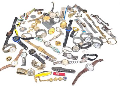A Large Collection of Approximately 70-80 Mixed Preowned Wristwatches, Pocket Watches, and 