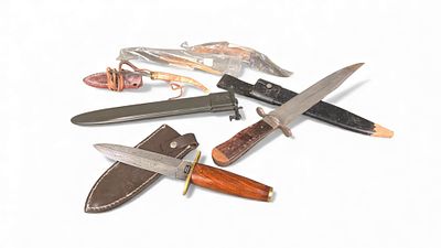 A Group of Four Fixed-Blade Knives, including a Chindit-Style Bowie and a US Mk3-Style Trench Knife