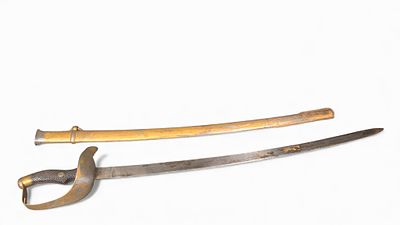 A Spanish Artillery Saber, Fabrica de Toledo, Dated 1947, with Scabbard. A Spanish 