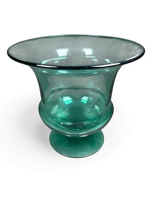 Blenko Green Blown Glass Calyx Urn Form Vase, Circa 1950. A Blenko green blown glass calyx urn 