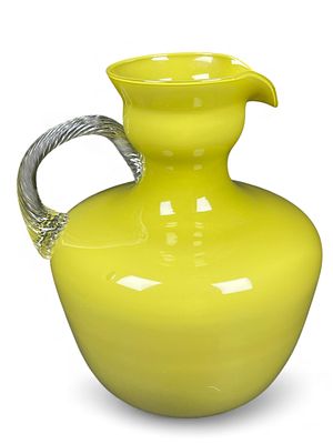 Carlo Moretti Murano Italian Cased Glass Chartreuse Green Pitcher. A Carlo Moretti Murano 