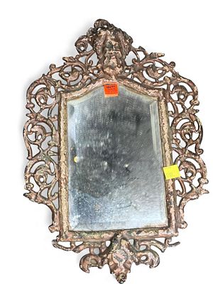 A Bradley & Hubbard Cast Iron Bacchus Wine God Wall Mirror. A Bradley & Hubbard cast iron wall 