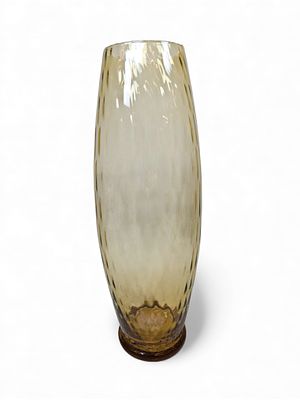 Vintage Italian Empoli Amber Optic Glass Vase. A vintage Italian Empoli amber optic glass vase. 