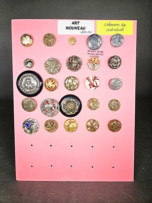 A Collection of Antique and Vintage Art Nouveau Style Metal and Glass Buttons. An assortment of 