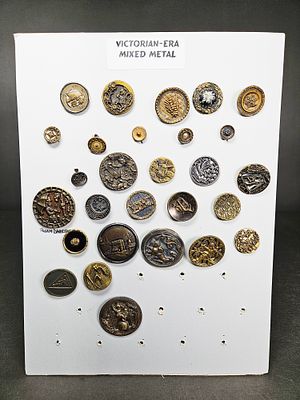 A Collection of Victorian Mixed Metal Decorative Buttons. A collection of Victorian-era mixed 