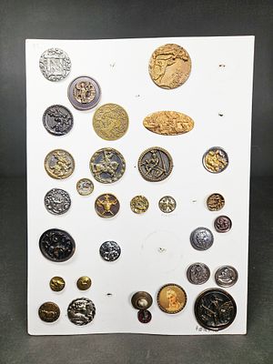 A Collection of Antique Victorian and Edwardian Division I Metal Picture Buttons. An assortment 