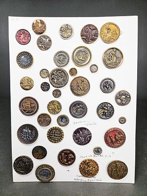 A Collection of Division I Antique Pictorial Metal Buttons. A collection of Division I antique 