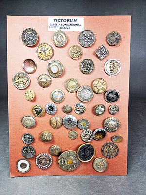 A Collection of Victorian Large and Medium Conventional Design Metal Buttons. This collection of 