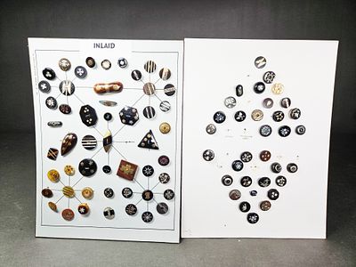 A Collection of Antique and Vintage Inlaid Buttons on Collector Display Boards. An assortment of 