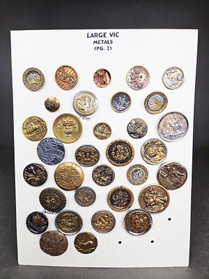 A Collection of Victorian Pictorial Metal Buttons. A collection of Victorian-era metal buttons 